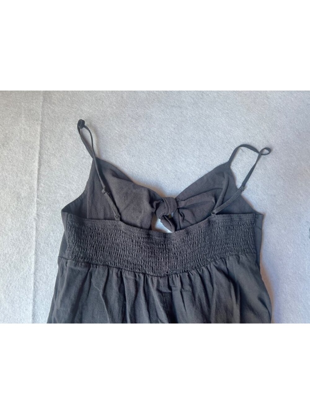 Shein Jumpsuit Womens L Black Cotton Adjustable Straps Elasticized Back Wide Leg - Picture 3 of 6